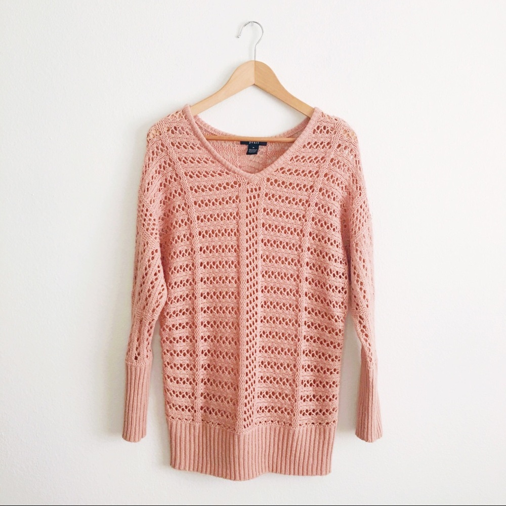 Pearl Wide Knit Oversized Fit Blush Sweater